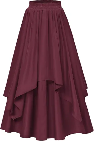 Scarlet Darkness Renaissance Skirts for Women Double Layered Long Skirt with Pockets