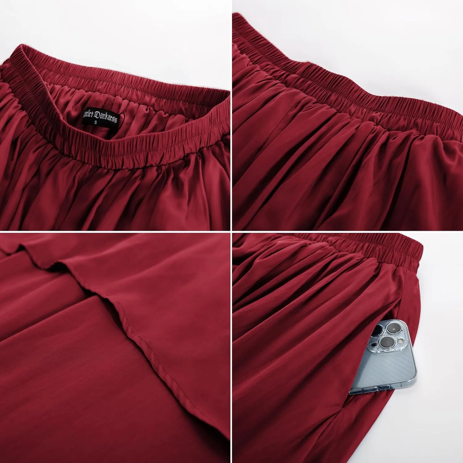 Scarlet Darkness Renaissance Skirts for Women Double Layered Long Skirt with Pockets