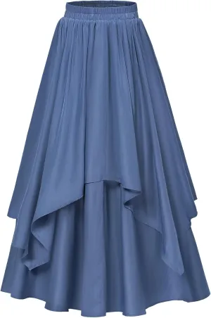 Scarlet Darkness Renaissance Skirts for Women Double Layered Long Skirt with Pockets