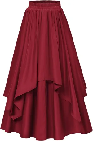 Scarlet Darkness Renaissance Skirts for Women Double Layered Long Skirt with Pockets