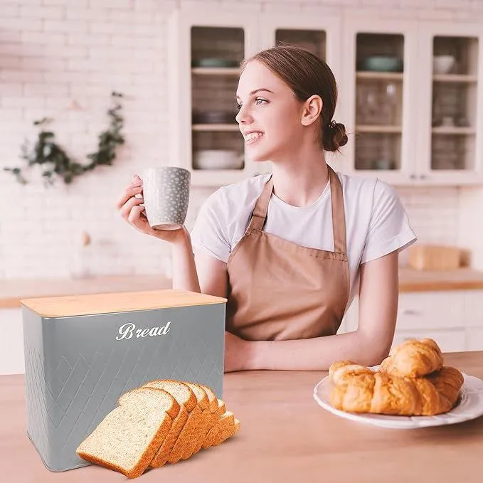SG Traders ™  6 Pc Bread Bin Set with Airtight Bamboo Lids