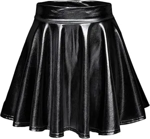 Shiny Women's Fashion Pleated A-Line Flared Casual Mini Skirt Skirt Light Jean Skirt