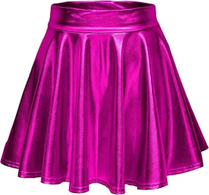 Shiny Women's Fashion Pleated A-Line Flared Casual Mini Skirt Skirt Light Jean Skirt