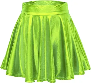 Shiny Women's Fashion Pleated A-Line Flared Casual Mini Skirt Skirt Light Jean Skirt