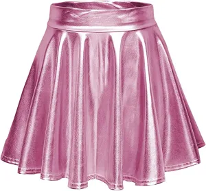 Shiny Women's Fashion Pleated A-Line Flared Casual Mini Skirt Skirt Light Jean Skirt
