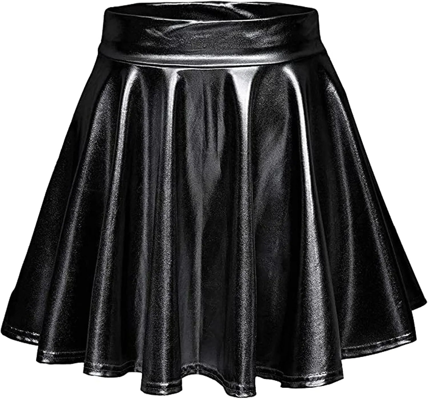 Shiny Women's Fashion Pleated A-Line Flared Casual Mini Skirt Skirt Light Jean Skirt