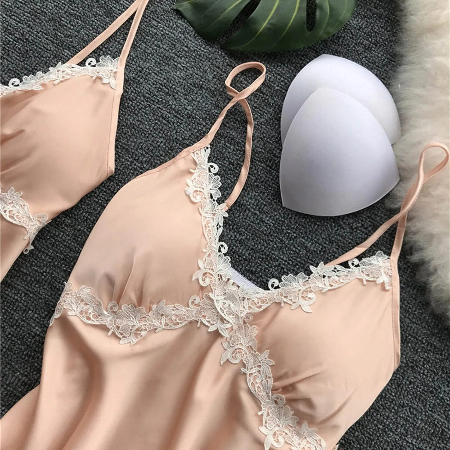 Silk Pajamas for Women Sexy 5pcs Summer Satin Sleepwear Set Lace Trim Robe Cami Shorts Pants Dress Soft Loungwear Set