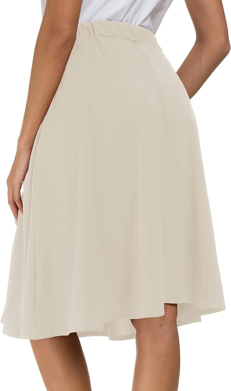 Sinono Womens Casual Pleated High Waisted A Line Midi Button Front Skirts with Pockets