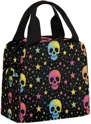 Skeleton Star Lunch Bag Halloween Skull Tote Lunch Bag Reusable Lunch Box Leakproof Cooler Bag