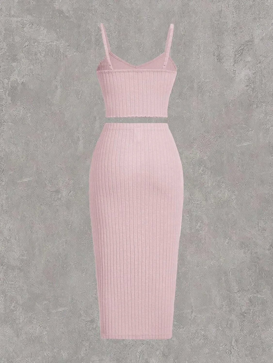 Skirt Sets Women 2 Piece Outfits, Knitted Bodycon Camisole Top And Long Skirt Set For Women