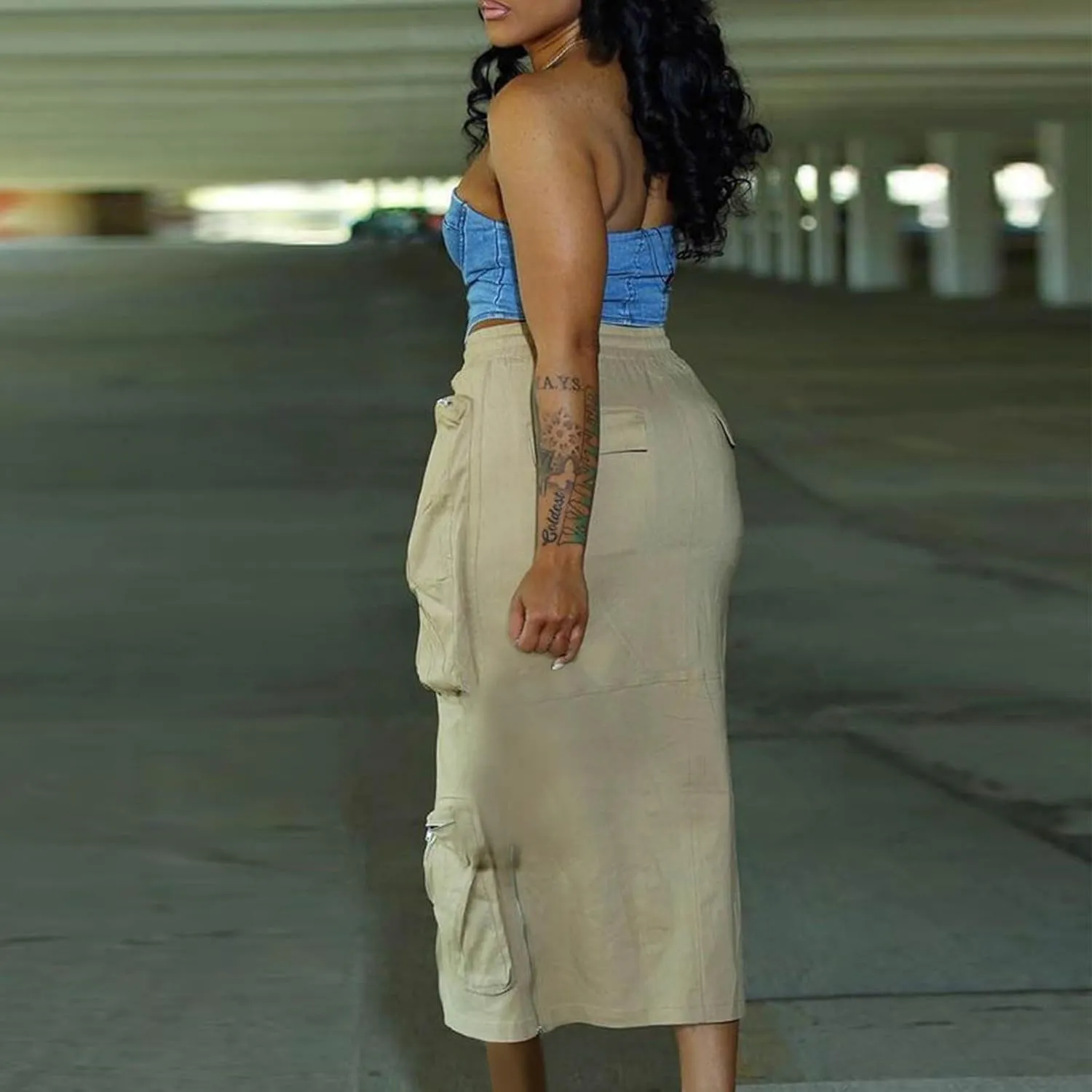 Skirts for Women 2024 Sexy Ruched Bodycon Skirt Above Knee Silky Hip-Wrapped Skirts Denim Drawstring Tight Skirt