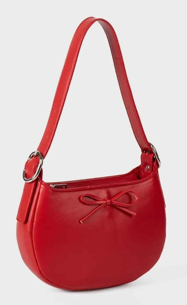 Slouchy Bow PU Leather Hobo Bags Women Trendy Underarm Shoulder Bag Cute Crescent Crossbody Purse Satchel Tote Handbag