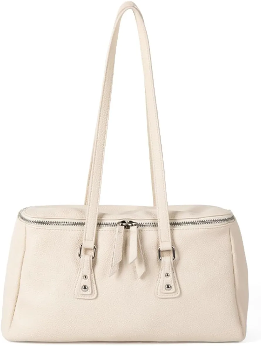 Slouchy PU Leather Box Hobo Bags Women Trendy Underarm Shoulder Bag Cute Satchel Crescent Crossbody Purse Tote Handbag