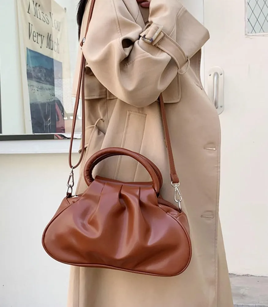 Slouchy PU Leather Cloud Hobo Bags Women Trendy Underarm Crescent Shoulder Bag Cute Satchel Crossbody Purse Tote Handbag