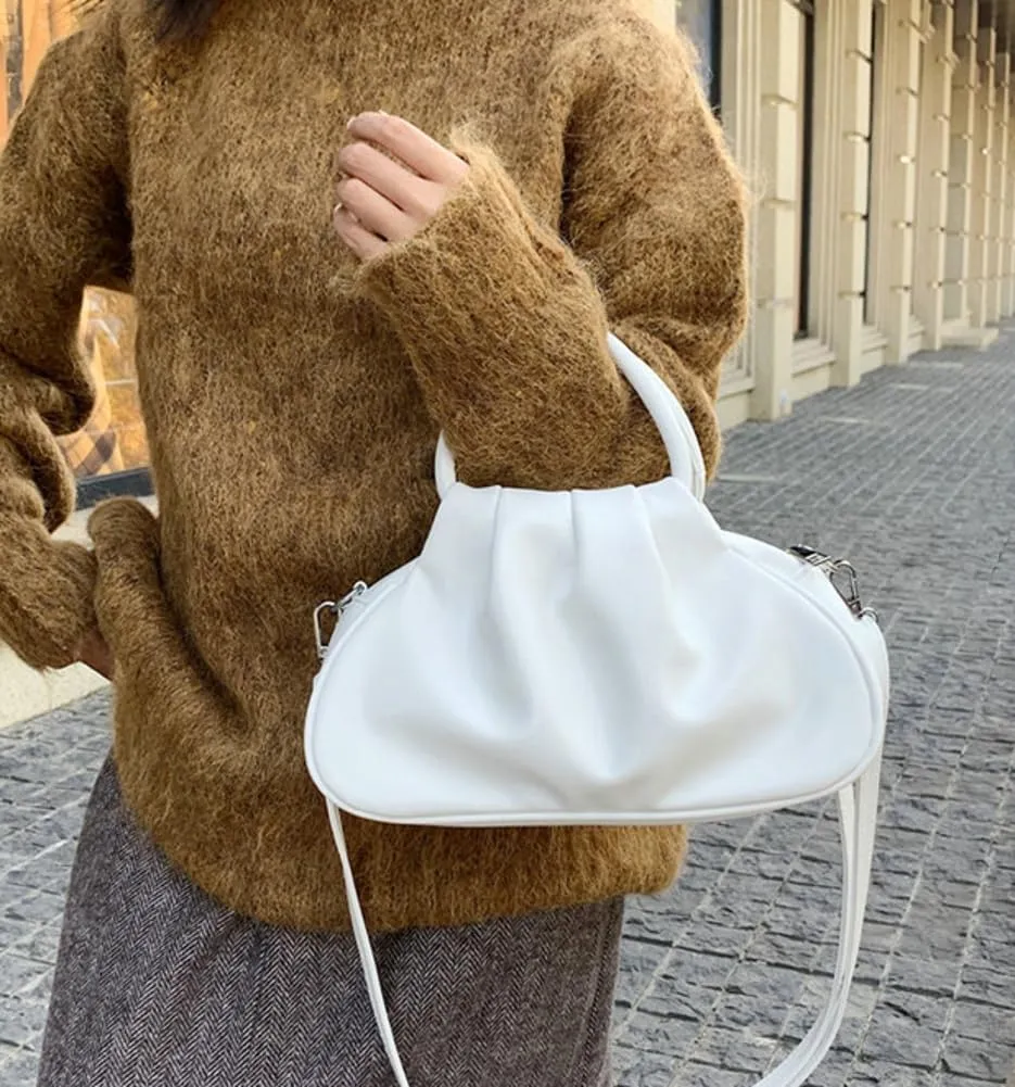 Slouchy PU Leather Cloud Hobo Bags Women Trendy Underarm Crescent Shoulder Bag Cute Satchel Crossbody Purse Tote Handbag