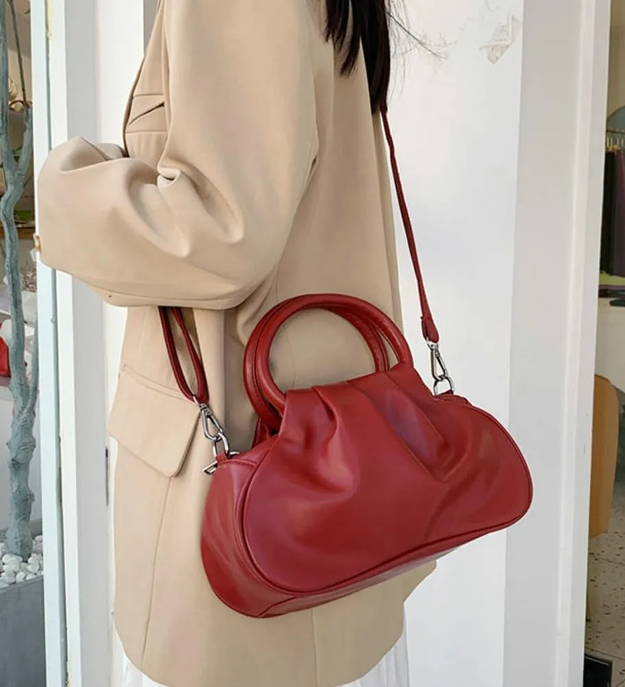 Slouchy PU Leather Cloud Hobo Bags Women Trendy Underarm Crescent Shoulder Bag Cute Satchel Crossbody Purse Tote Handbag