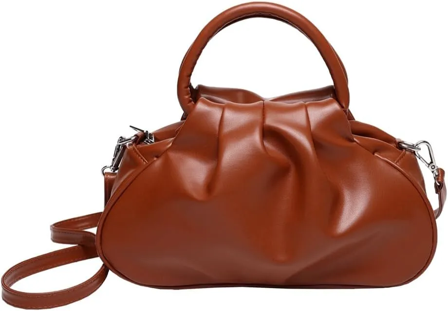 Slouchy PU Leather Cloud Hobo Bags Women Trendy Underarm Crescent Shoulder Bag Cute Satchel Crossbody Purse Tote Handbag