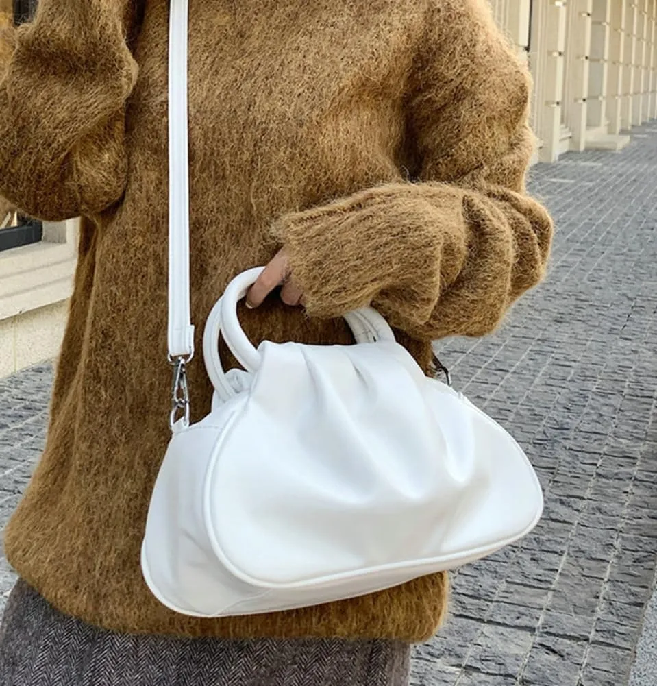 Slouchy PU Leather Cloud Hobo Bags Women Trendy Underarm Crescent Shoulder Bag Cute Satchel Crossbody Purse Tote Handbag
