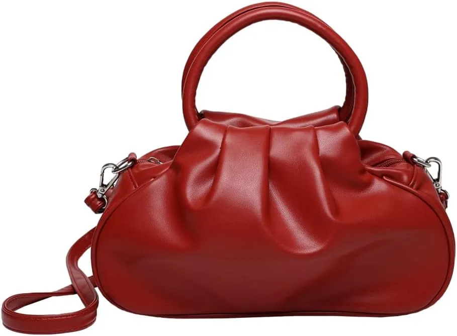Slouchy PU Leather Cloud Hobo Bags Women Trendy Underarm Crescent Shoulder Bag Cute Satchel Crossbody Purse Tote Handbag