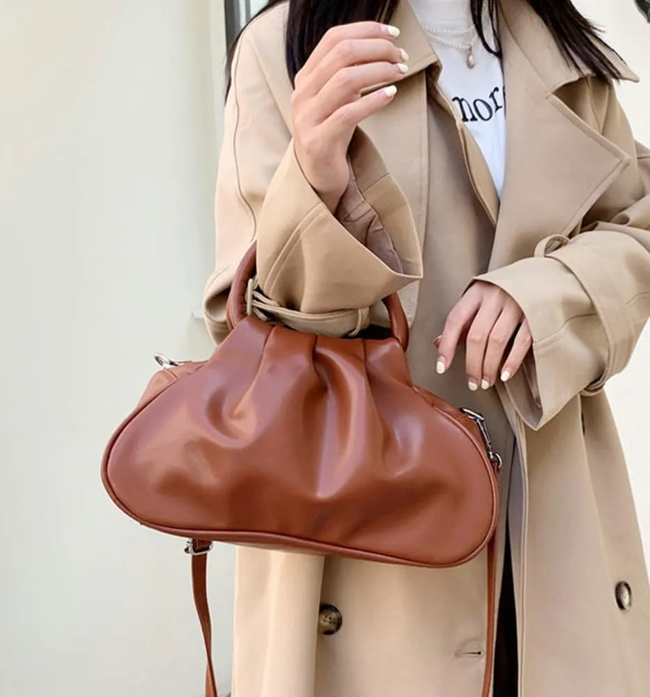Slouchy PU Leather Cloud Hobo Bags Women Trendy Underarm Crescent Shoulder Bag Cute Satchel Crossbody Purse Tote Handbag