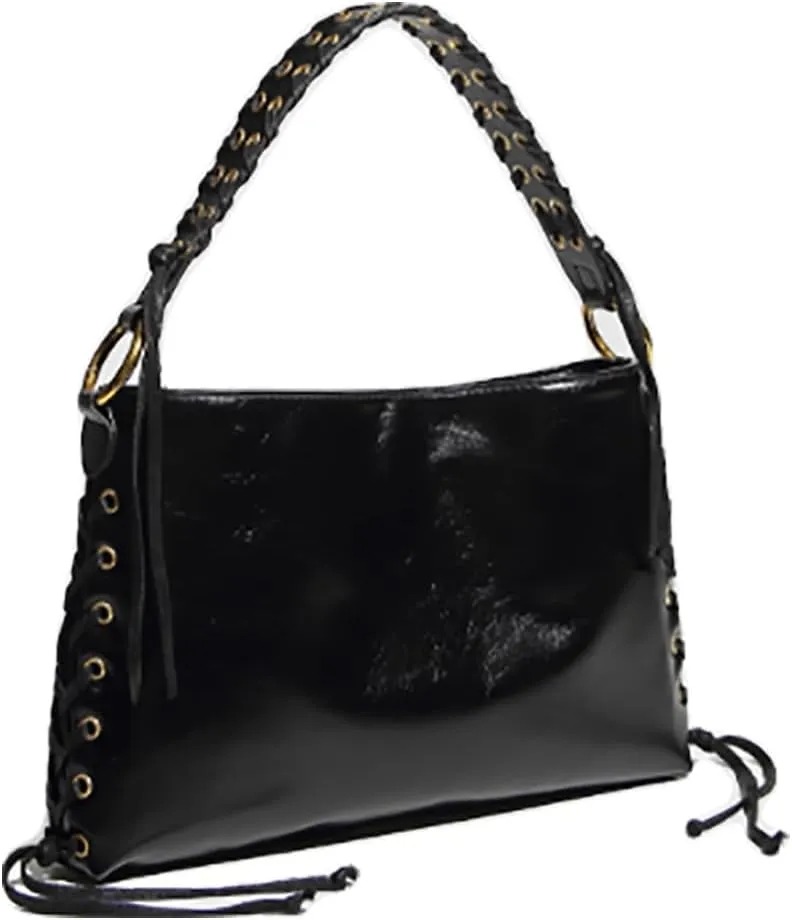 Slouchy PU Leather Punk Hobo Bags Women Trendy Underarm Shoulder Bag Cute Satchel Crescent Crossbody Purse Tote Handbag