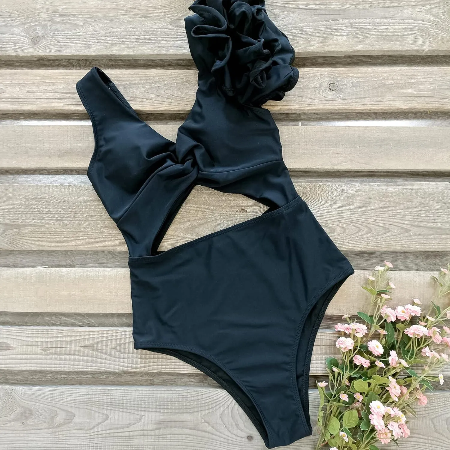 SPORLIKE Women One Piece Swimsuit Twist Front Flounce Bathing Suit Padded Monokini