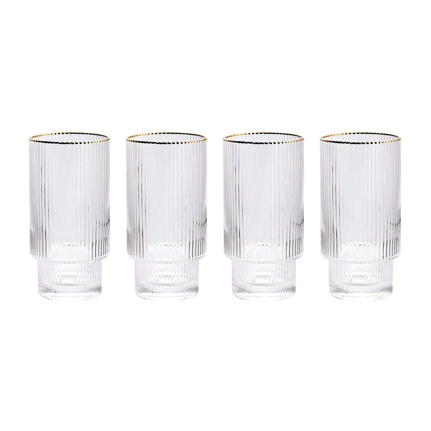 Stackable Gold Rim Ripple Drinking Glass