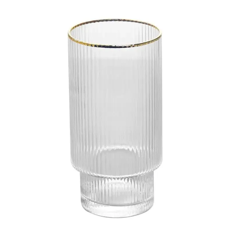 Stackable Gold Rim Ripple Drinking Glass