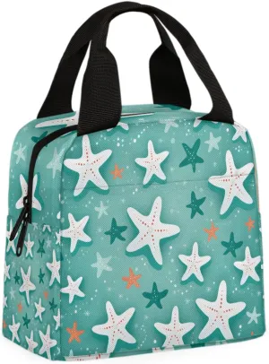 Starfish Cartoon Lunch Bag Colorful Starfish Tote Lunch Bag Reusable Lunch Box Leakproof Cooler Bag