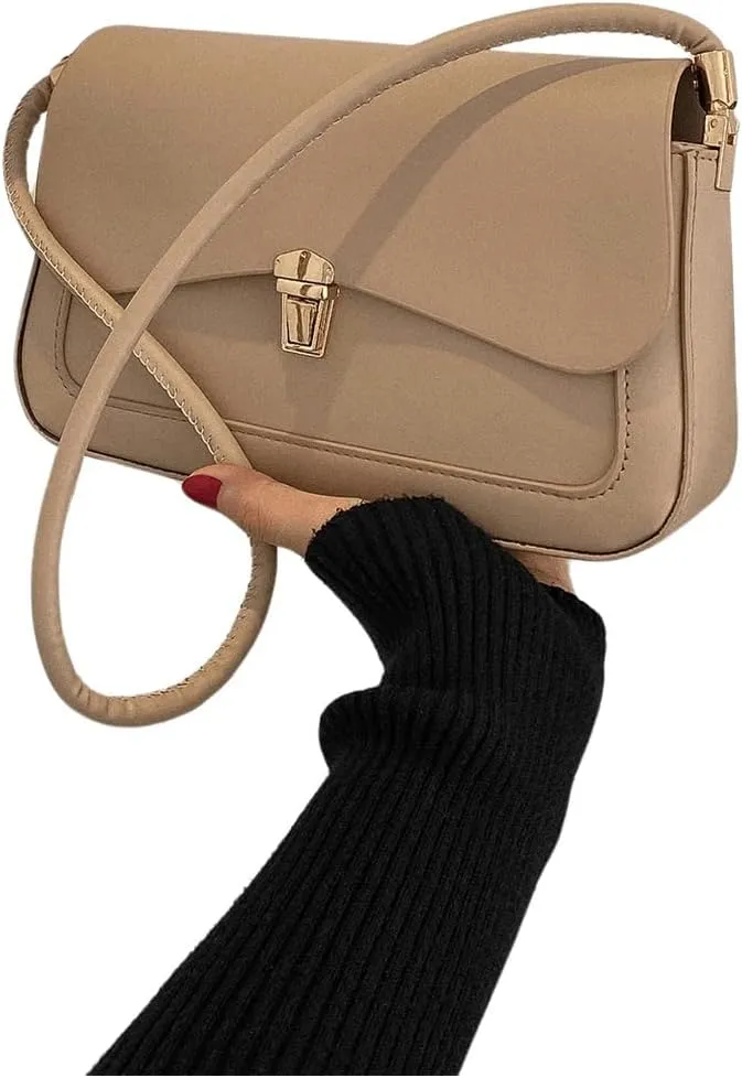 SweatyRocks Women's Retro Leather Flap Buckle Square Shoulder Bag Top Handle Small Clutch Purses