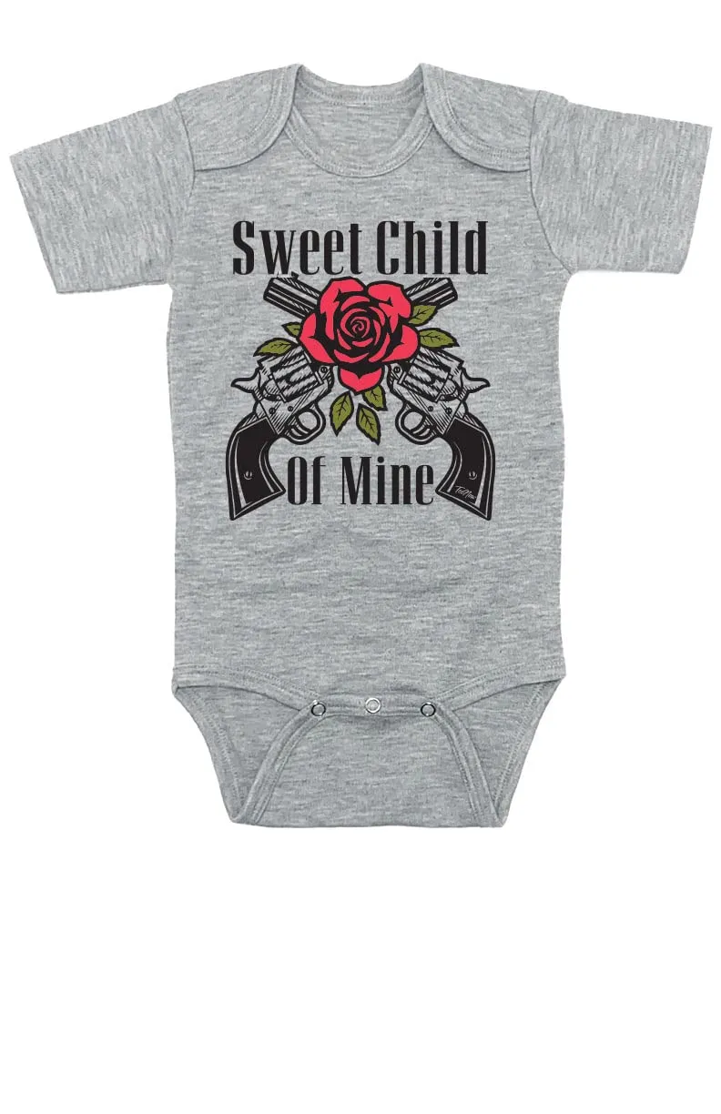 TeeNow - Sweet Child Of Mine - Short Sleeve Baby Infant Bodysuit - Boy/Girl (0-3 Months, Grey)