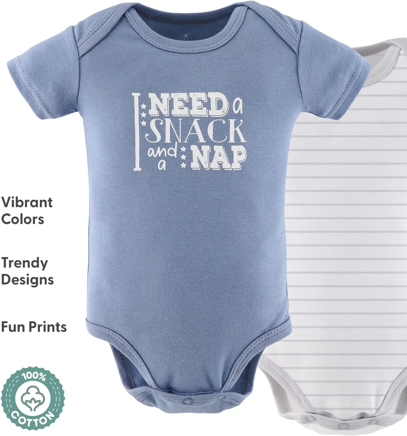 The Peanutshell Baby Boy Short Sleeve Bodysuits - 100% Cotton Outfits for Boys, Sizes 0-24 Months - Blue Camo