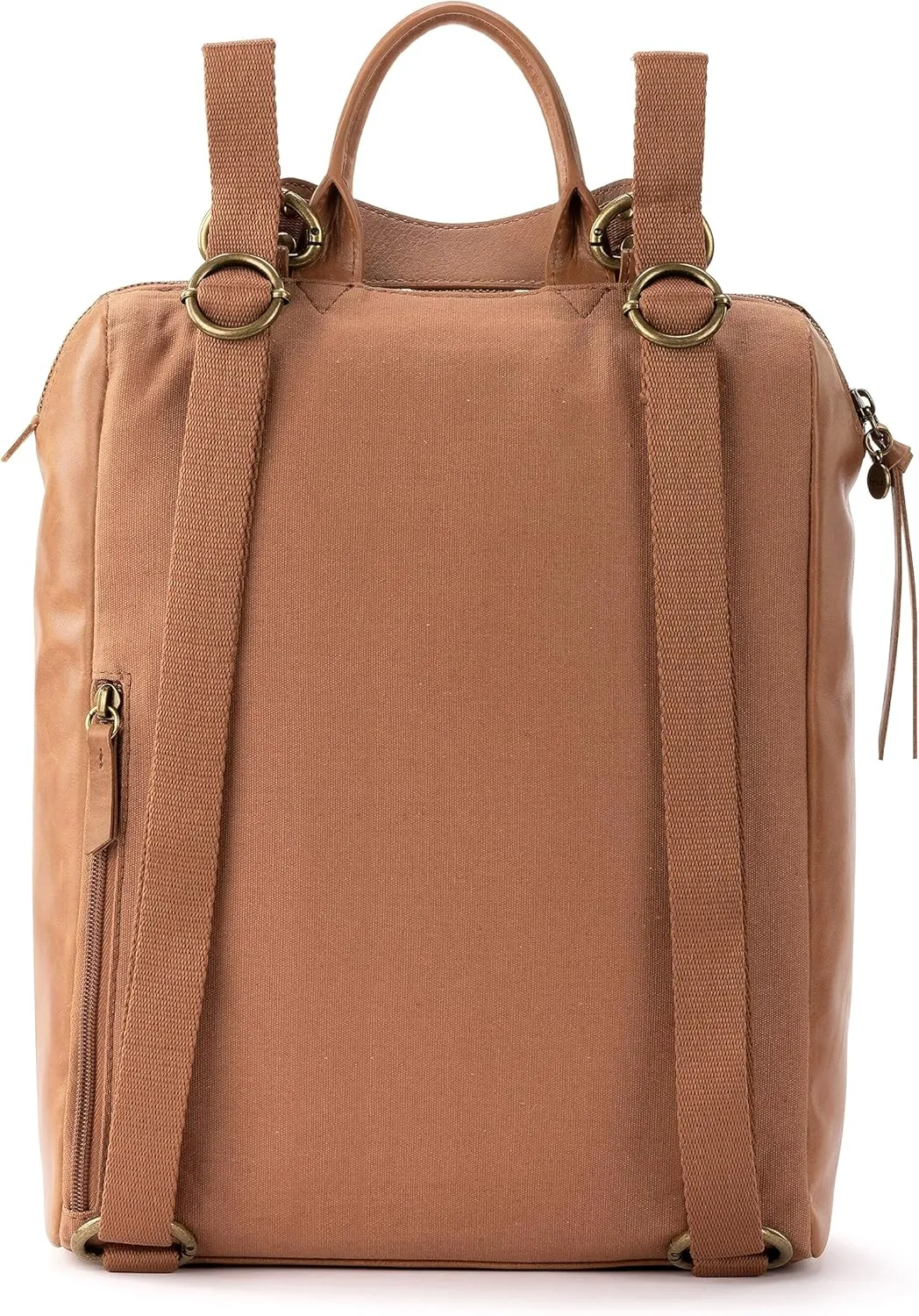 The Sak Loyola Convertible Backpack in Leather, Adjustable Convertible Strap, Tobacco Floral Embossed