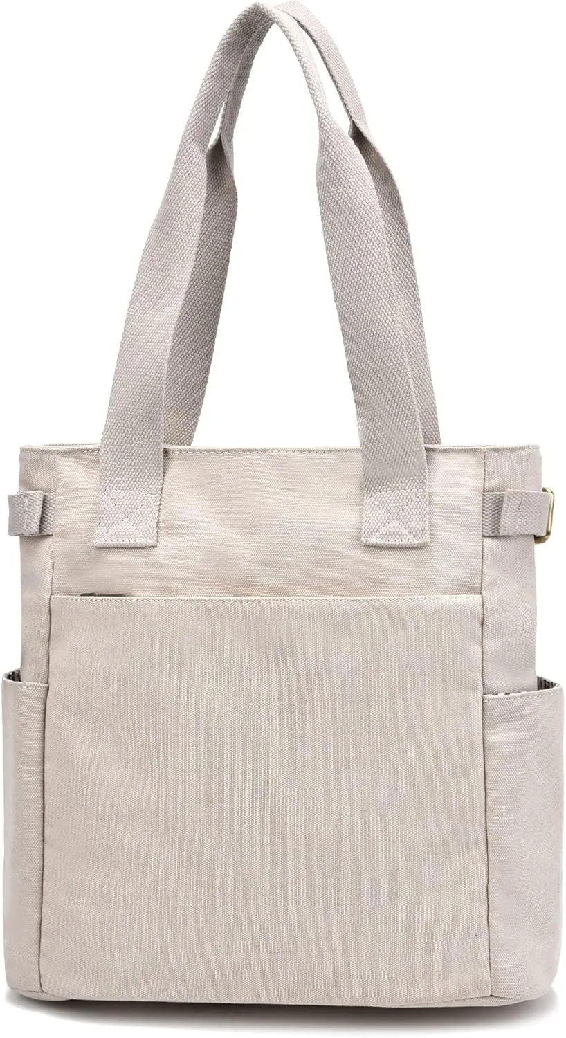 Tote Bags for Women Canvas Top Handle Bag Lightweight Shoulder Handbag with Pockets