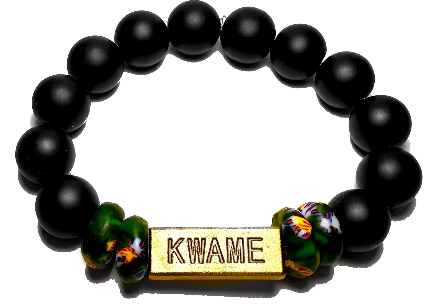 Traditional African Bracelets for Men, Natural Beads Bracelets, Loose Fitting Bracelets for Men, Men's Jewelry (Green, Kwame)