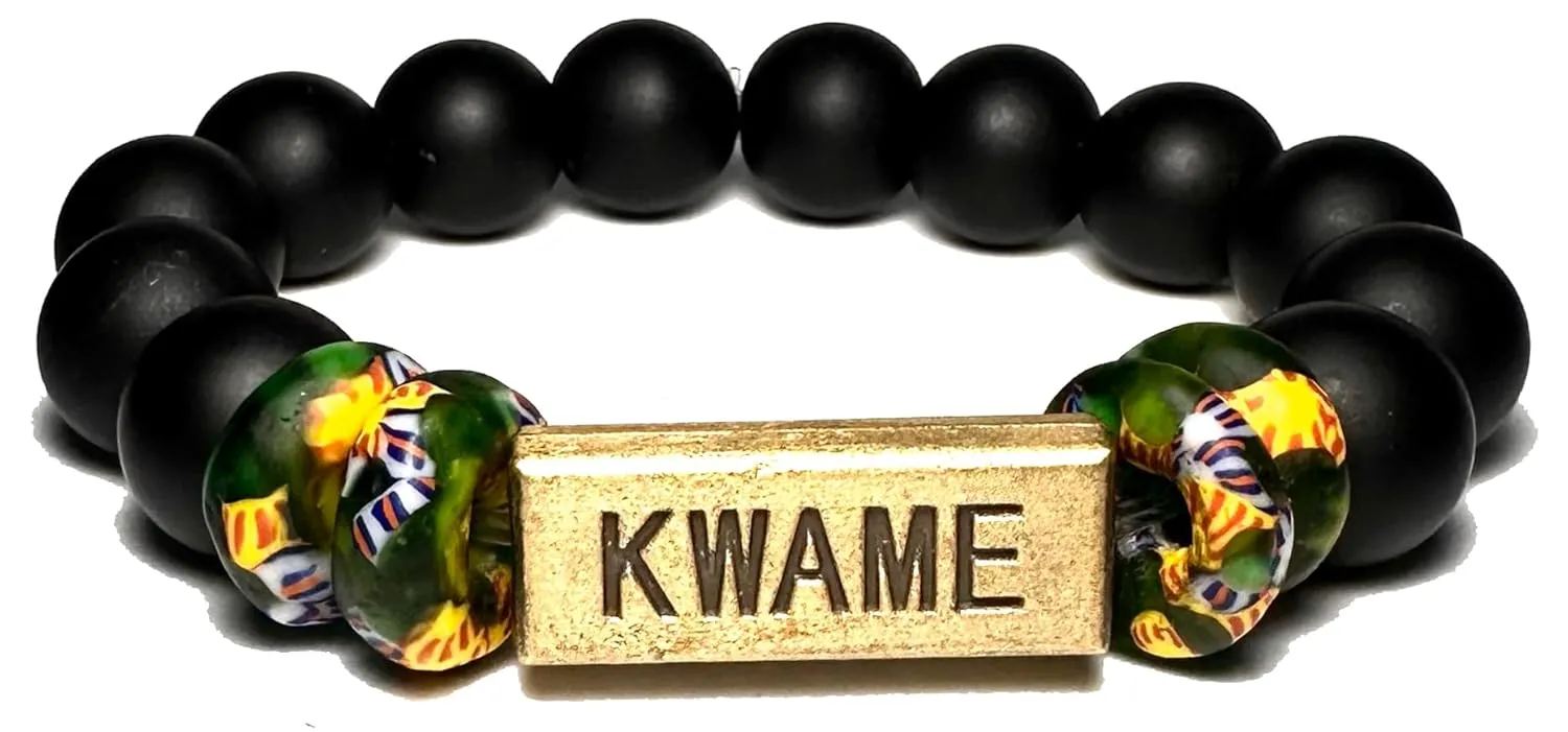 Traditional African Bracelets for Men, Natural Beads Bracelets, Loose Fitting Bracelets for Men, Men's Jewelry (Green, Kwame)