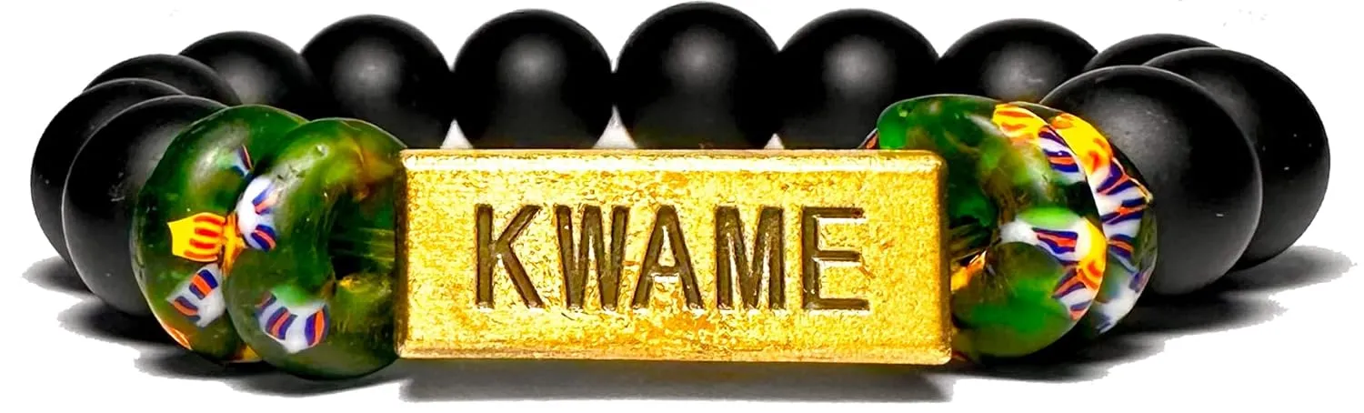 Traditional African Bracelets for Men, Natural Beads Bracelets, Loose Fitting Bracelets for Men, Men's Jewelry (Green, Kwame)