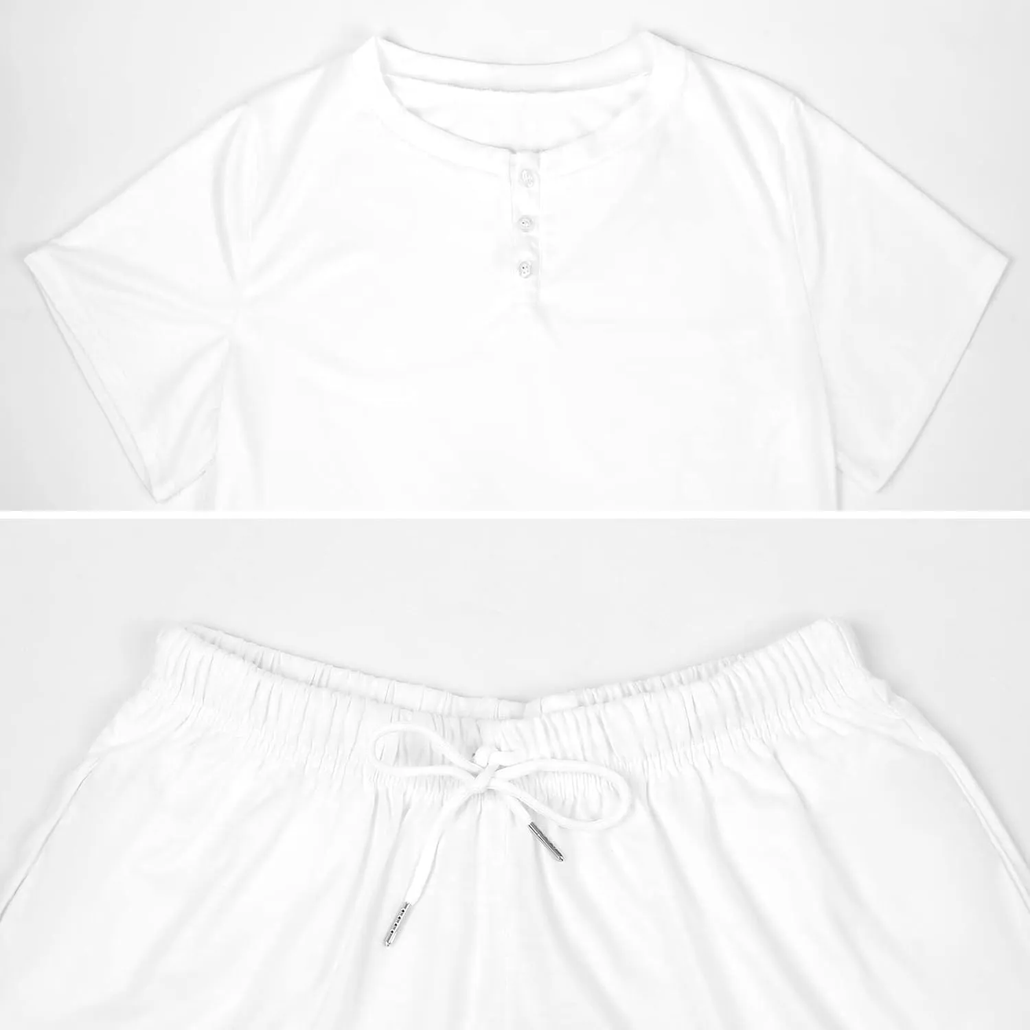 Tropical Beach Pajamas Set for Women Casual Pullover Short Sleeves And Shorts Two Piece Loungewear Set
