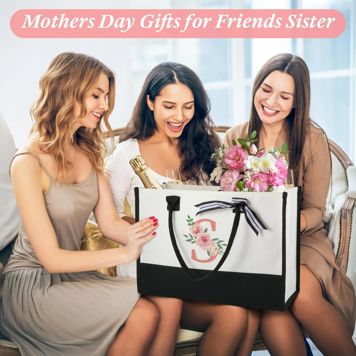TRSODD Birthday Gifts for Women Mothers Day Gifts for Mom Wife Grandma Daughter Sister Friends Female Tote Bag and Makeup Bag Set