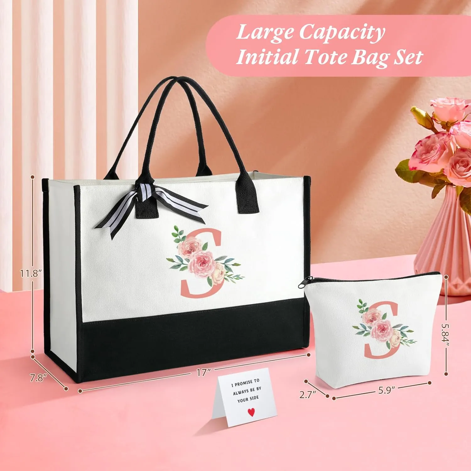 TRSODD Birthday Gifts for Women Mothers Day Gifts for Mom Wife Grandma Daughter Sister Friends Female Tote Bag and Makeup Bag Set