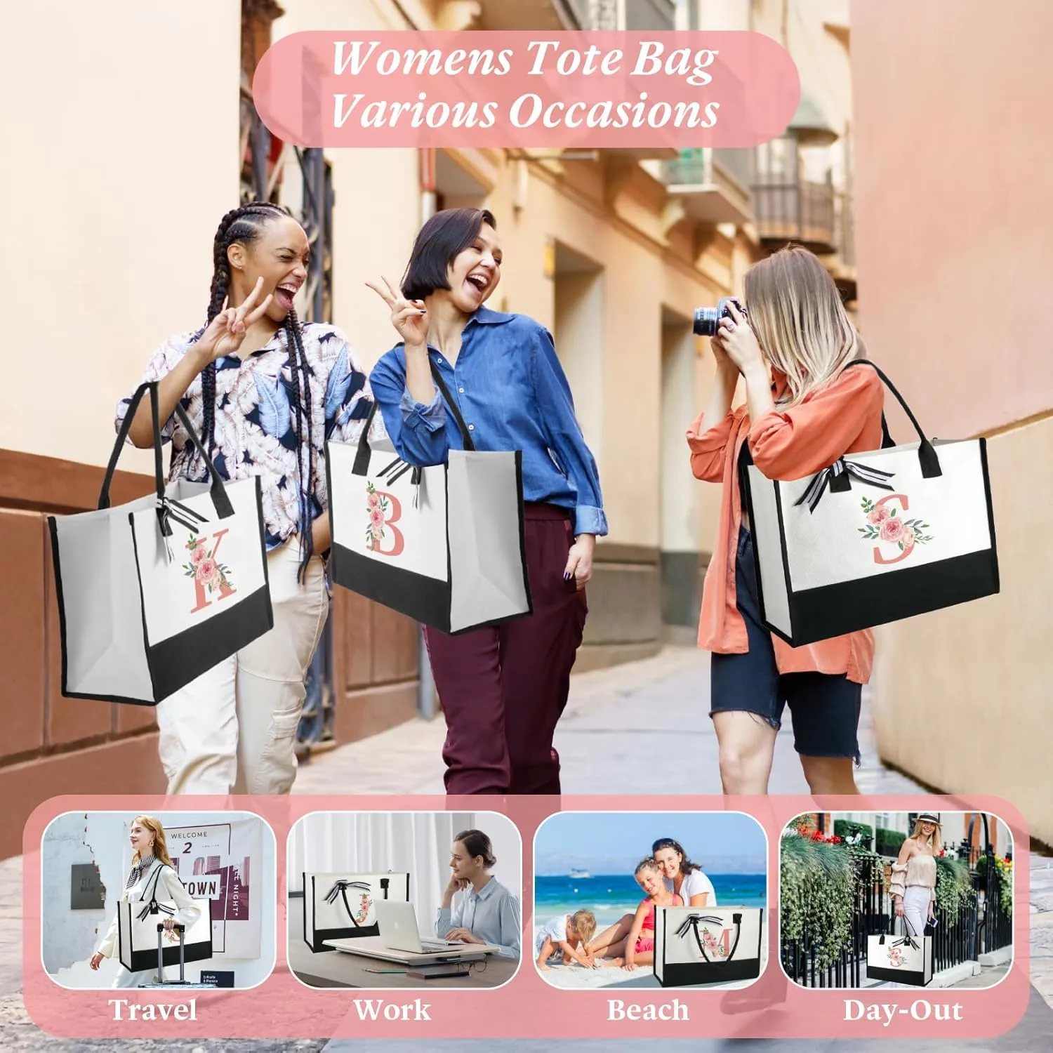 TRSODD Birthday Gifts for Women Mothers Day Gifts for Mom Wife Grandma Daughter Sister Friends Female Tote Bag and Makeup Bag Set