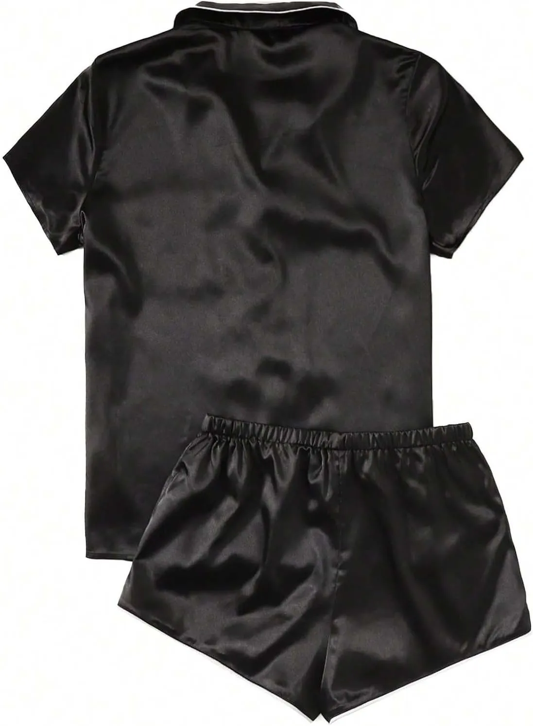 Uillui Silk Satin Pajamas for Women Soft Short Sleeve Sleepwear Button Down Top and Shorts Pj 2 Piece Cute Summer Lounge Set