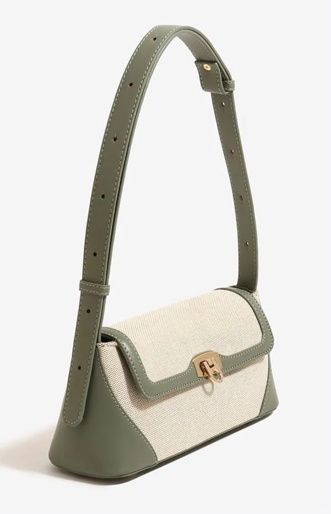 Unique Two-Tone Shoulder Bag  Vintage-Inspired Crossbody Purse Women, Retro Chic Office Commute Bag