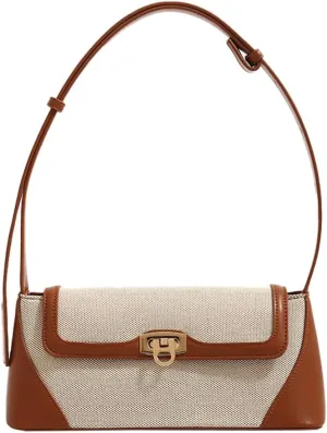 Unique Two-Tone Shoulder Bag  Vintage-Inspired Crossbody Purse Women, Retro Chic Office Commute Bag