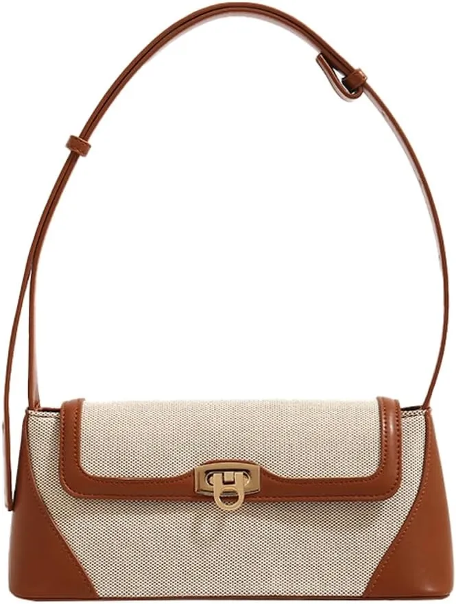 Unique Two-Tone Shoulder Bag  Vintage-Inspired Crossbody Purse Women, Retro Chic Office Commute Bag