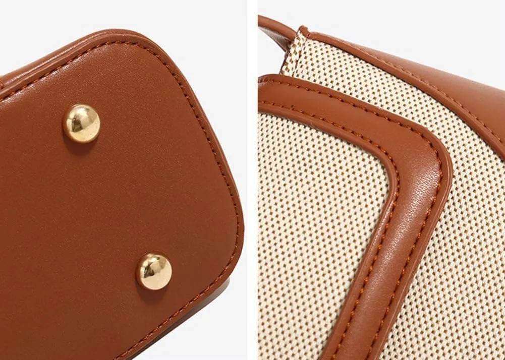 Unique Two-Tone Shoulder Bag  Vintage-Inspired Crossbody Purse Women, Retro Chic Office Commute Bag