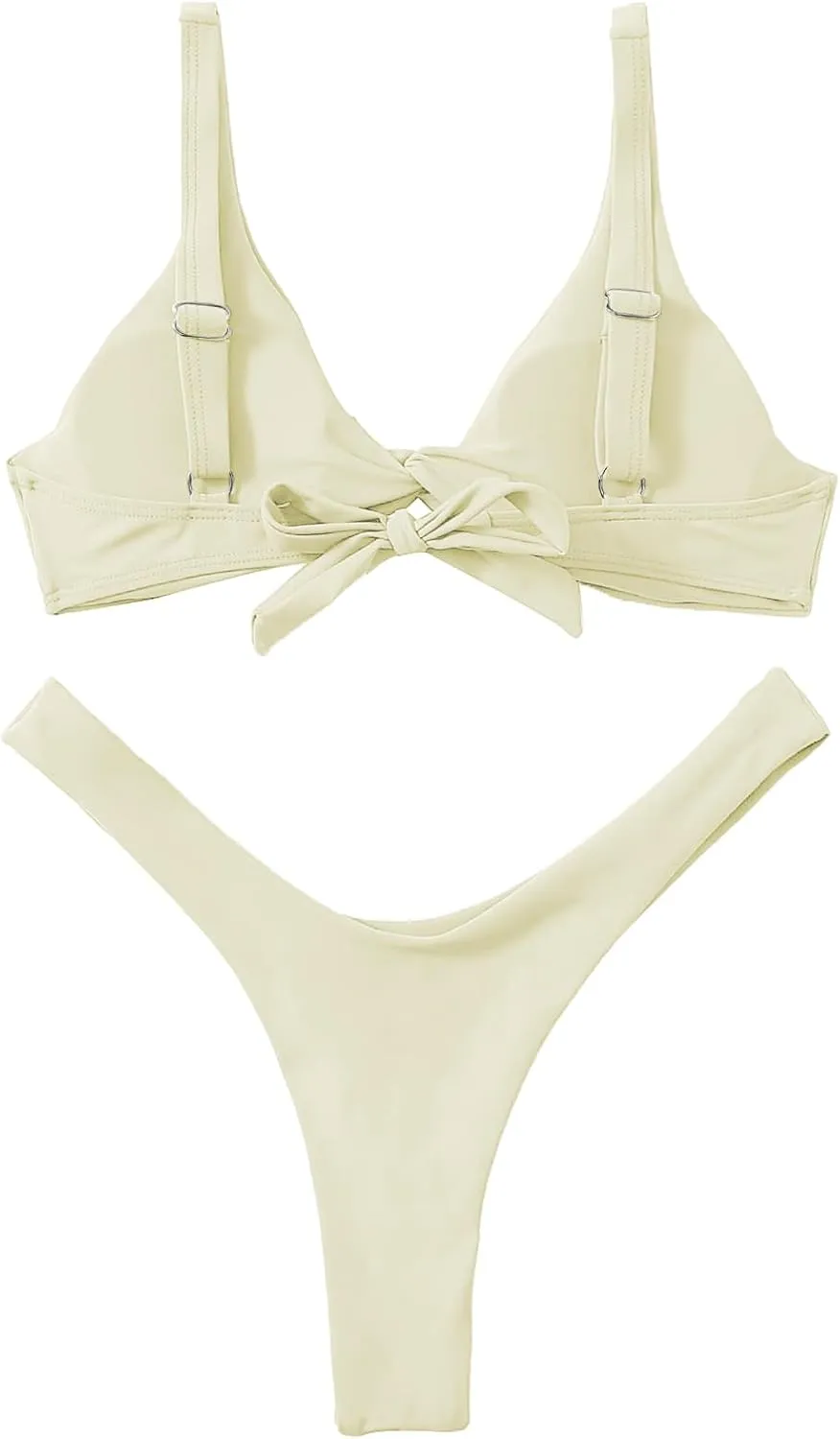 Verdusa Women's Twist Front High Cut Thong Two Piece Bikini Set Swimsuit