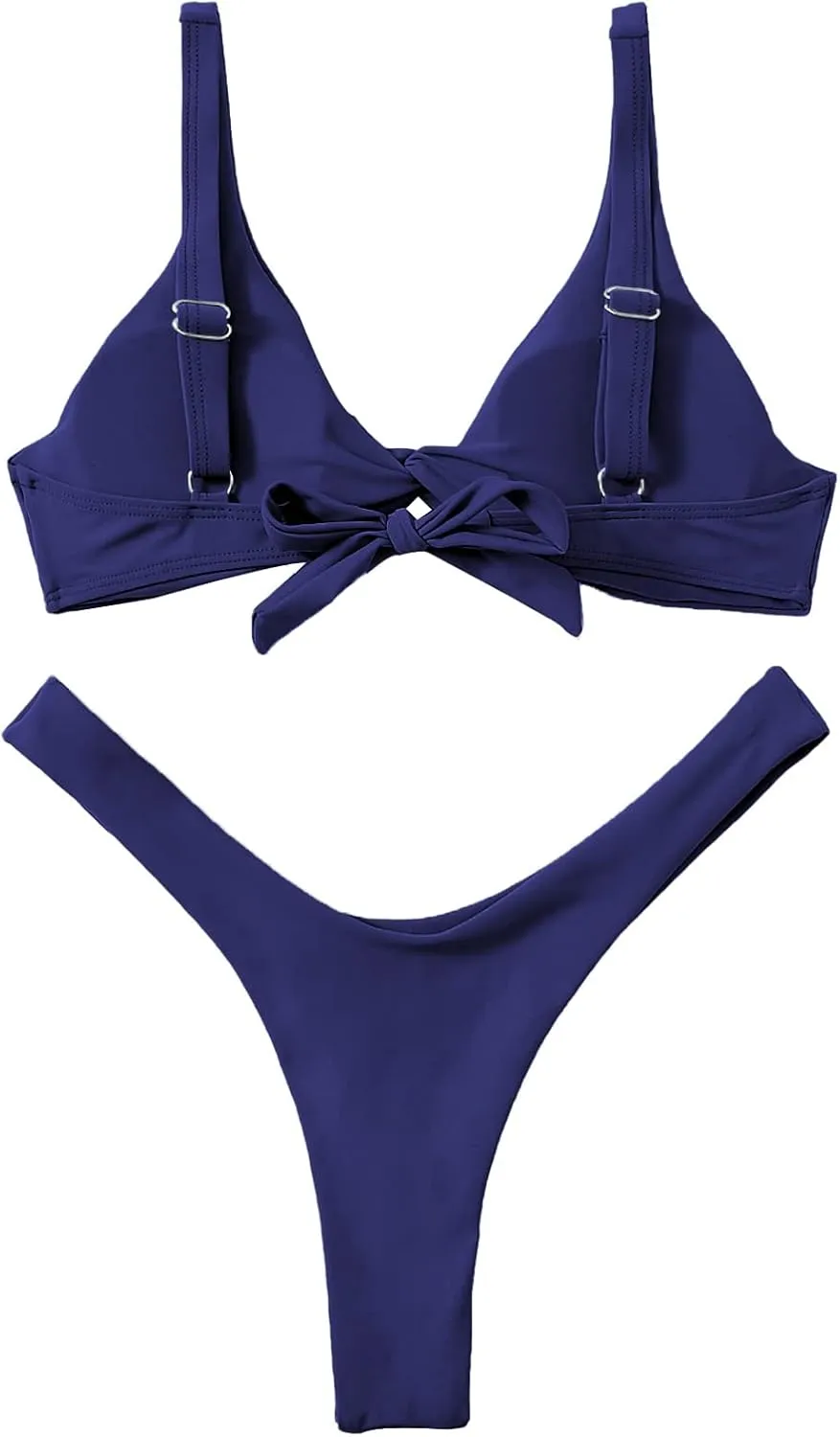 Verdusa Women's Twist Front High Cut Thong Two Piece Bikini Set Swimsuit