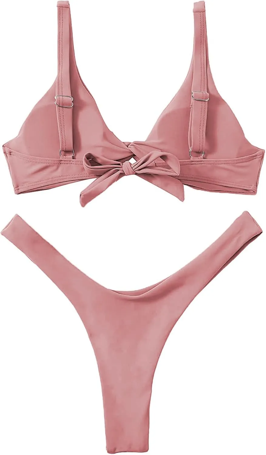 Verdusa Women's Twist Front High Cut Thong Two Piece Bikini Set Swimsuit