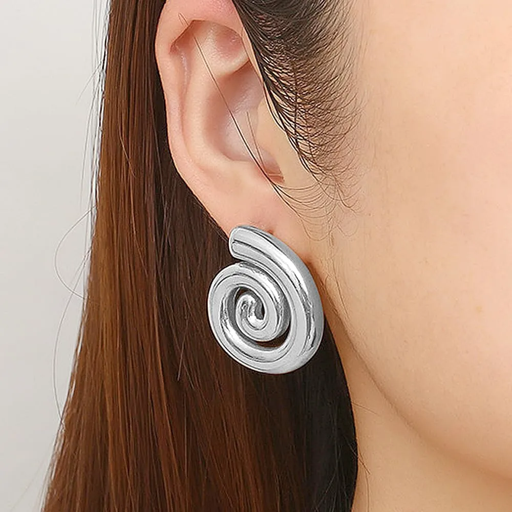 Vintage Gold Spiral Dangle Drop Earrings for Women Chunky Silver Statement Stud Earrings Trendy Lightweight Earrings Jewelry Gifts